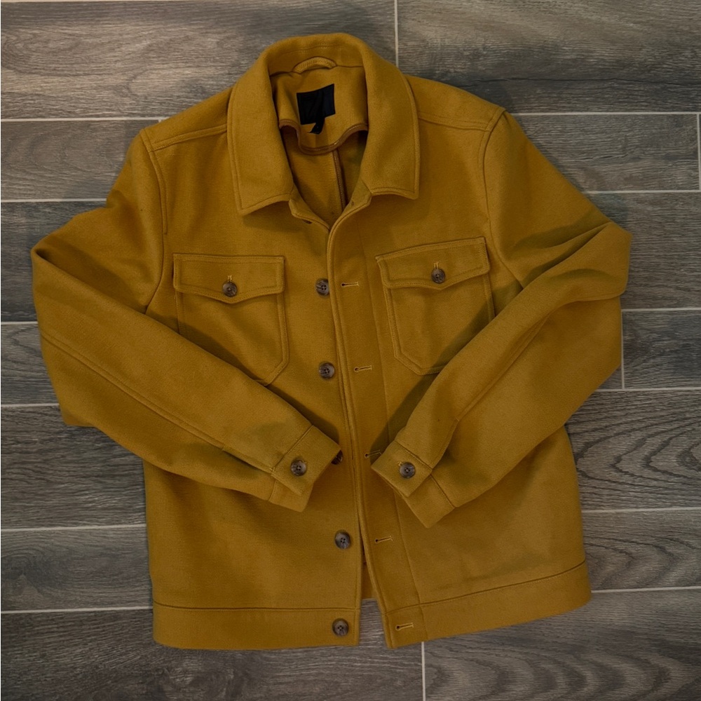 ASOS Mustard Yellow Wool Blend Jacket with Wide Collar
